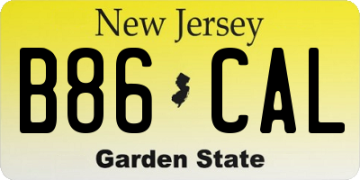 NJ license plate B86CAL