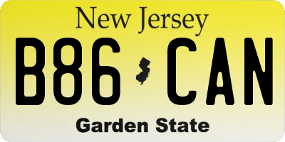 NJ license plate B86CAN
