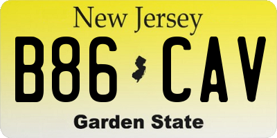 NJ license plate B86CAV