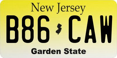 NJ license plate B86CAW