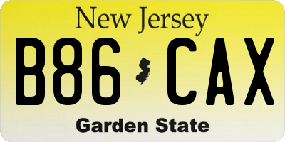NJ license plate B86CAX