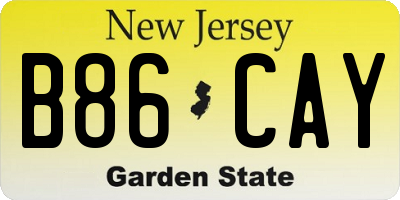 NJ license plate B86CAY