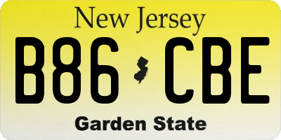 NJ license plate B86CBE