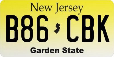 NJ license plate B86CBK