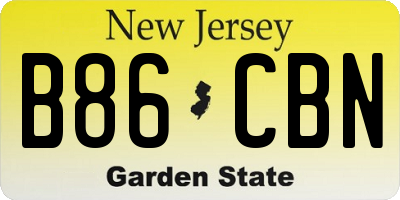 NJ license plate B86CBN