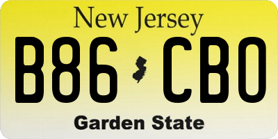 NJ license plate B86CBO