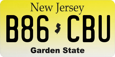 NJ license plate B86CBU