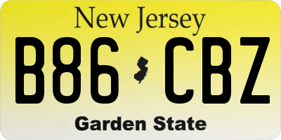 NJ license plate B86CBZ