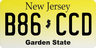 NJ license plate B86CCD