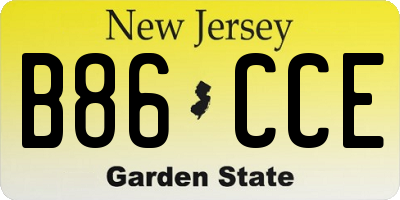 NJ license plate B86CCE