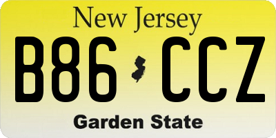 NJ license plate B86CCZ