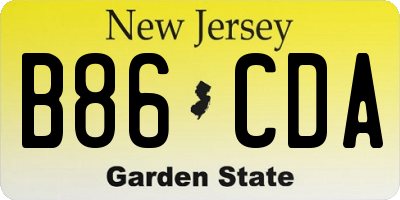 NJ license plate B86CDA