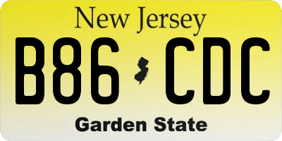NJ license plate B86CDC