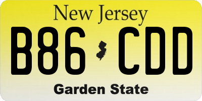 NJ license plate B86CDD