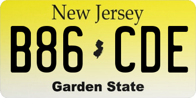 NJ license plate B86CDE