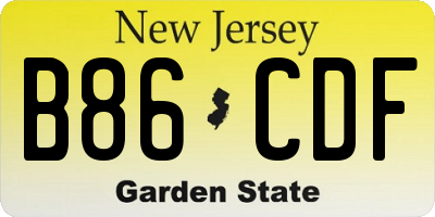 NJ license plate B86CDF