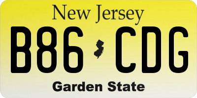 NJ license plate B86CDG