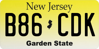 NJ license plate B86CDK