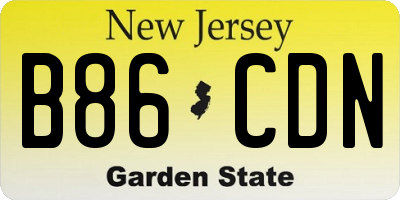 NJ license plate B86CDN