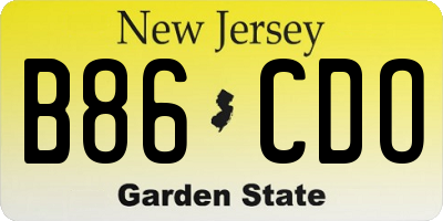 NJ license plate B86CDO