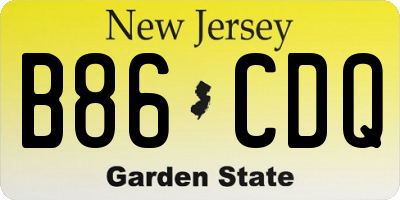 NJ license plate B86CDQ