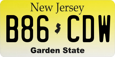 NJ license plate B86CDW