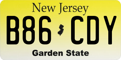 NJ license plate B86CDY