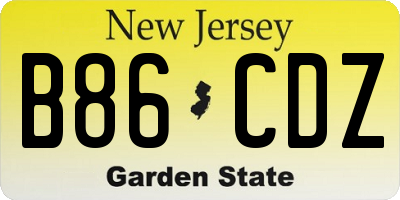NJ license plate B86CDZ