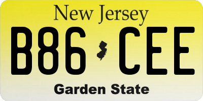NJ license plate B86CEE