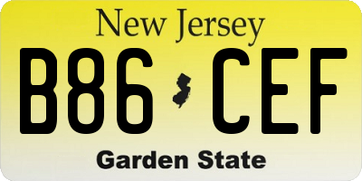 NJ license plate B86CEF