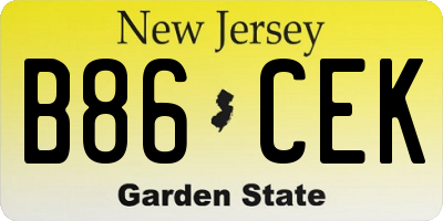NJ license plate B86CEK