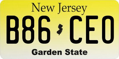 NJ license plate B86CEO