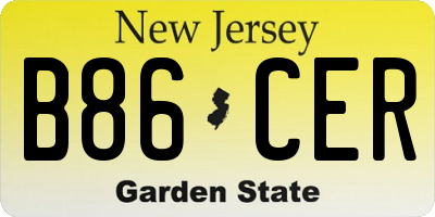 NJ license plate B86CER