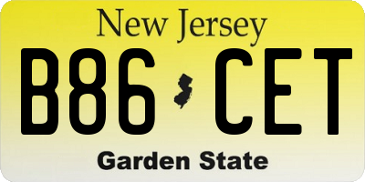 NJ license plate B86CET