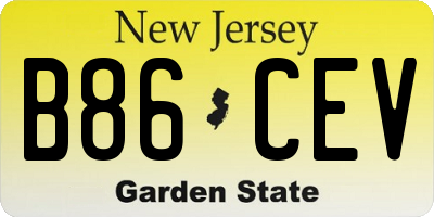 NJ license plate B86CEV