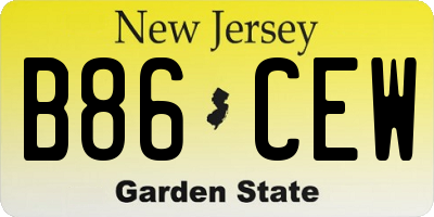 NJ license plate B86CEW