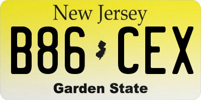NJ license plate B86CEX