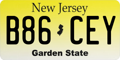 NJ license plate B86CEY