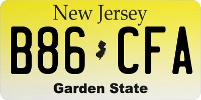 NJ license plate B86CFA