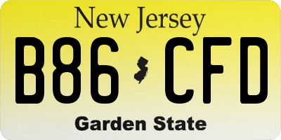 NJ license plate B86CFD