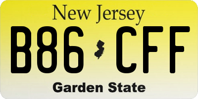 NJ license plate B86CFF