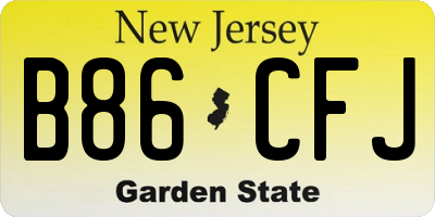 NJ license plate B86CFJ
