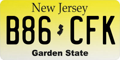 NJ license plate B86CFK