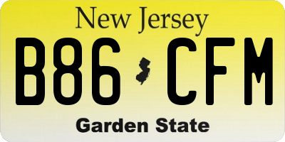 NJ license plate B86CFM