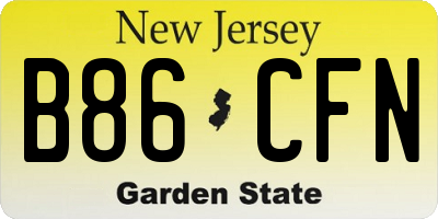 NJ license plate B86CFN