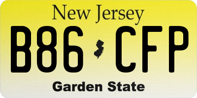 NJ license plate B86CFP