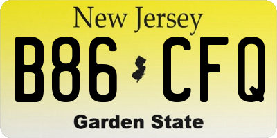NJ license plate B86CFQ