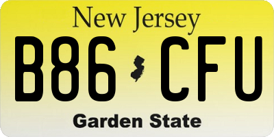 NJ license plate B86CFU