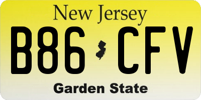 NJ license plate B86CFV