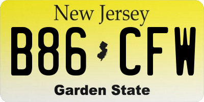 NJ license plate B86CFW
